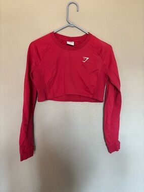 Gymshark pink Cropped Long Sleeve Top with Logo